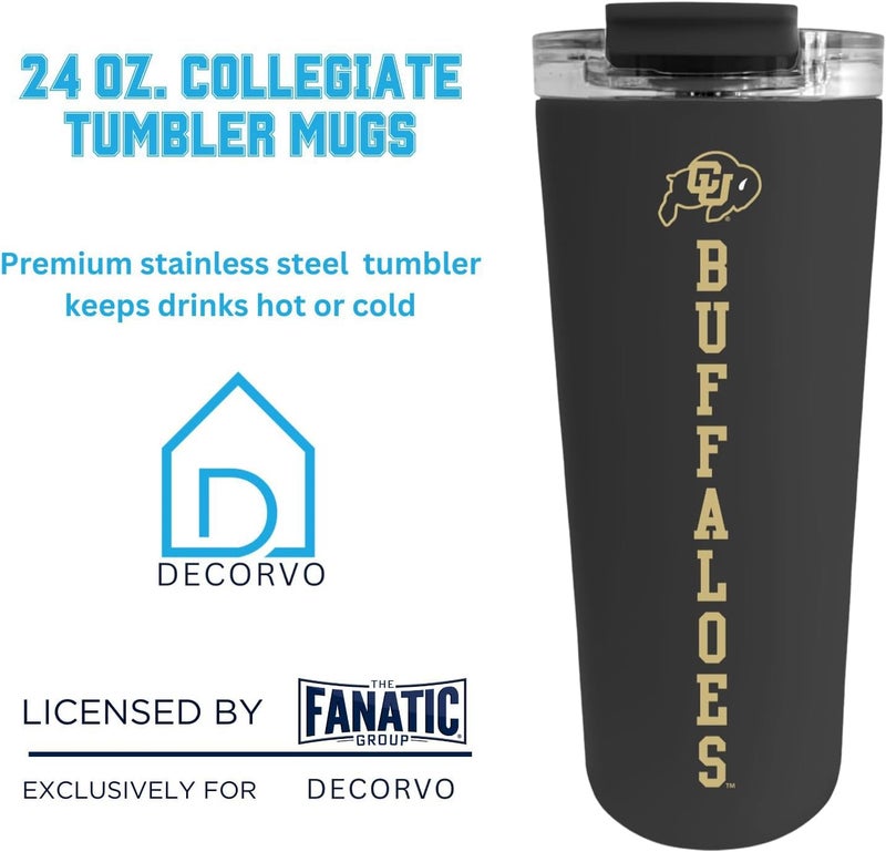 Decorvo Officially Licensed Collegiate Stainless Steel Tumbler - Double Walled Insulated Travel Tumbler - 24 oz (Colorado Black) - Image 3